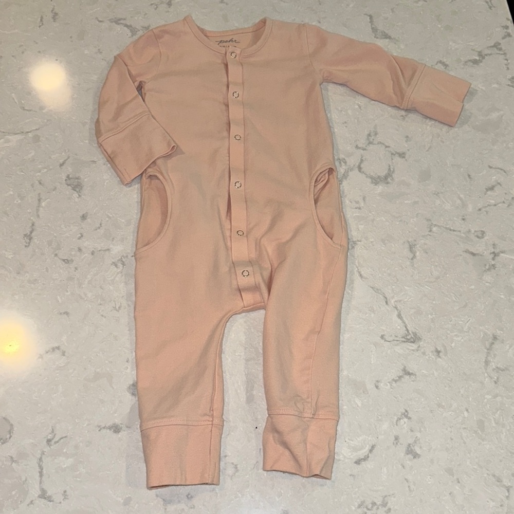 Pehr Essential Organic Cotton Romper in Light Pink